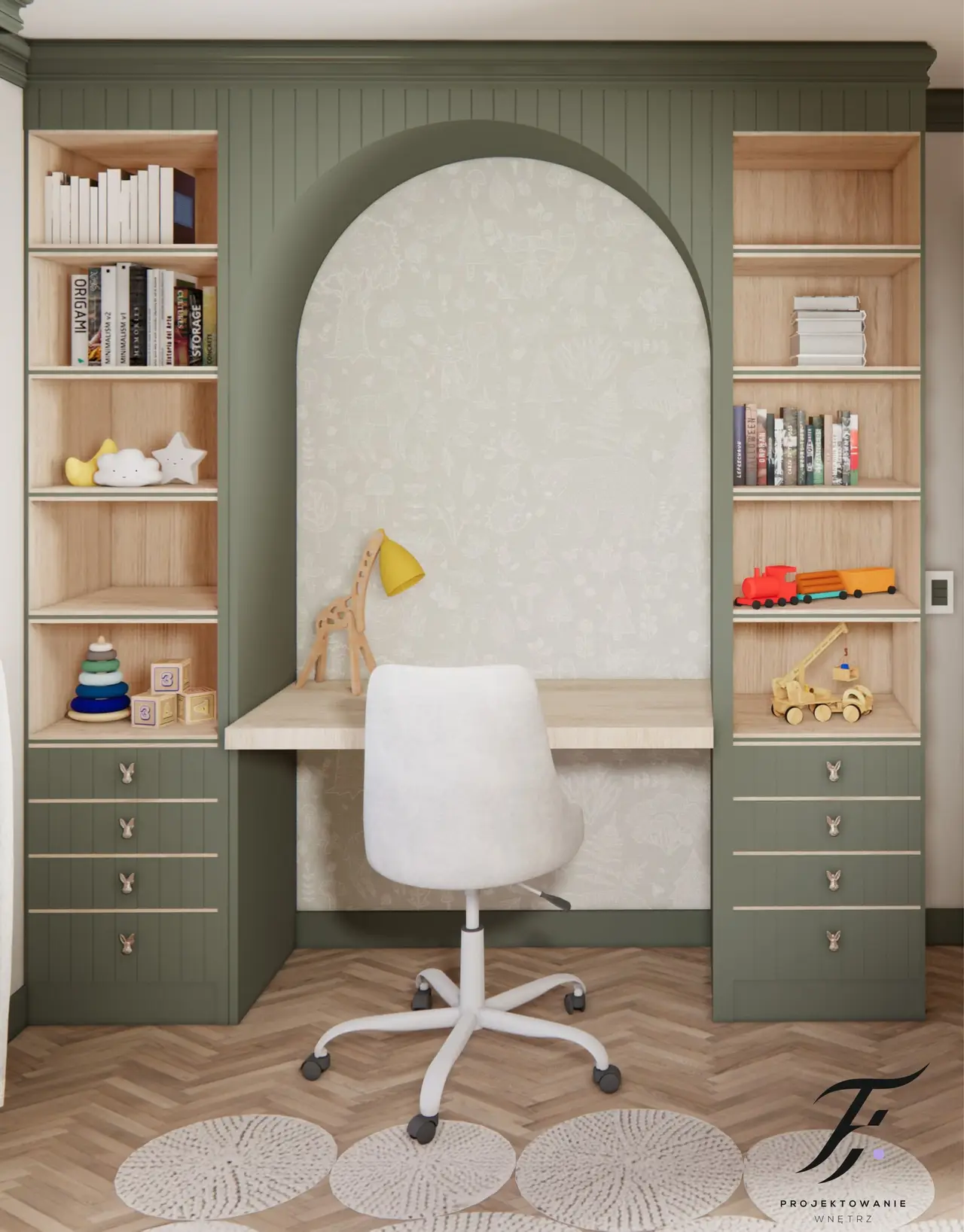 pokoj dla dziecka, zieleń, tapeta 