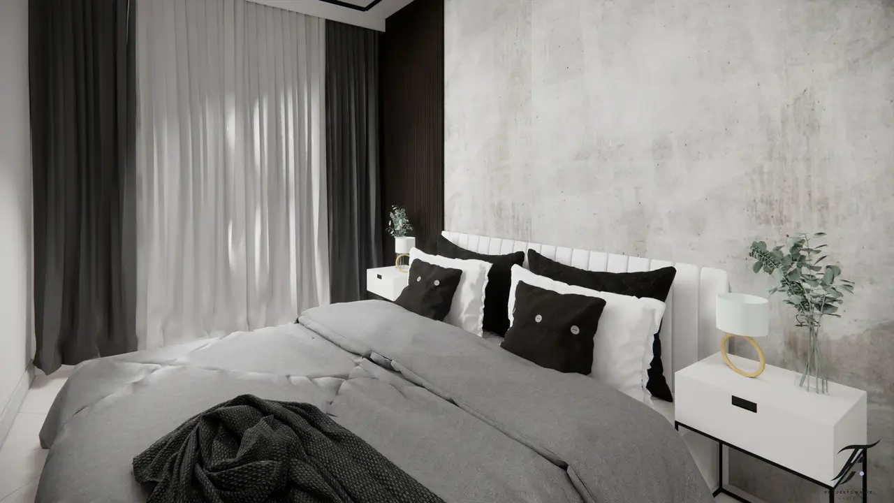 szaro czarna sypialnia