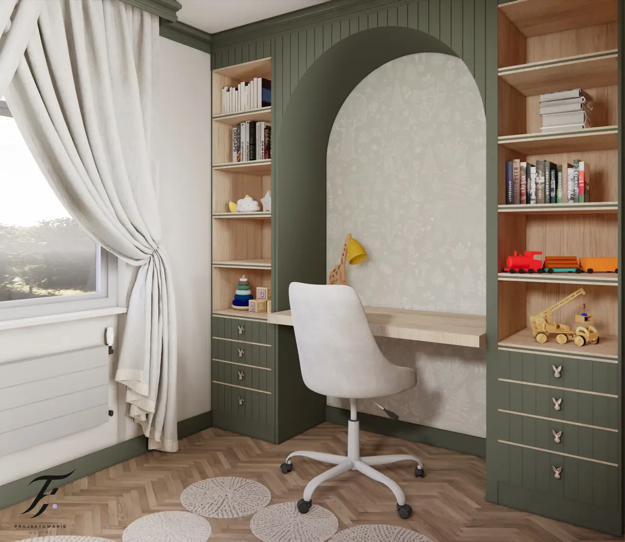 pokoj dla dziecka, zieleń, tapeta 